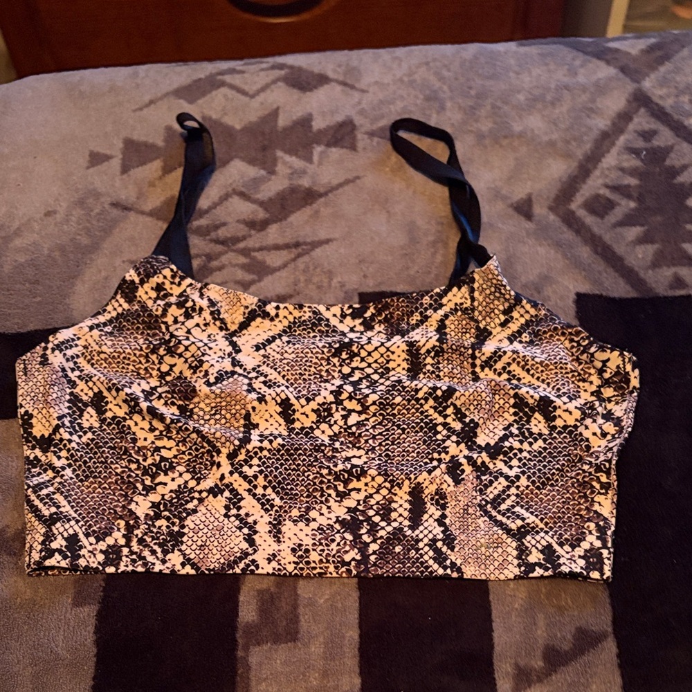 Juicy Couture Black and Tan Snake Print Bra